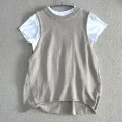 美品 モラビト コットンリネン フレンチスリーブカットソー◇ベージュ