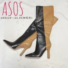 【送料込/新品未使用】ASOS バイカラー ハイヒールロングブーツのサムネイル