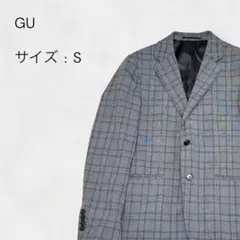 GU テーラードジャケット チェック グレー スーツ S