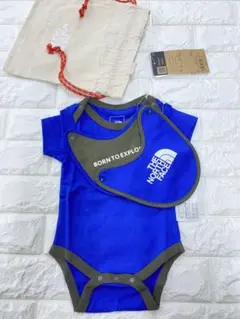 ノースフェイス ショートスリーブロンパース＆2P専用ビブ 70 青
