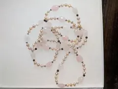 ローズクォーツ 淡水パール ネックレス