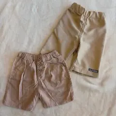 テータテート✱バースデイ　ベージュ 半ズボン ボタン付き100サイズ 2枚セット