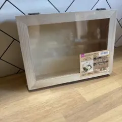 新品】 ウッドボックス A4サイズ マグネット付 クリア蓋付 木製