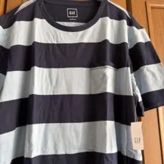 【未使用/タグ付】GAP ボーダー ポケットTシャツ ネイビー L ポケT