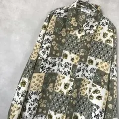 古着シャツ 古着 シャツ レトロ ペインティング 花柄 総柄 メンズ 長袖