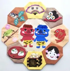 折り紙リース 壁面飾り　2月冬　節分　鬼03