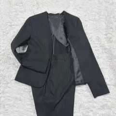 ロートレアモン ノーカラー　ストライプ　スーツセットアップ ブラック 36 S