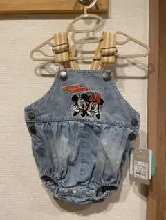 【新品】ミッキー ミニー 刺繍 デニムオーバーオール 70cm