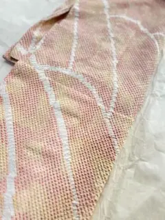 【新品未使用】着物コート オレンジ色 ピンク色 花柄 羽織 絞り 昭和レトロ