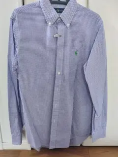Ralph Lauren 長袖シャツ 紫と白チェック(メンズ)