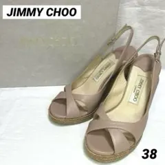 JIMMY CHOO レザーコルクサンダル　ストラップ 38ピンク