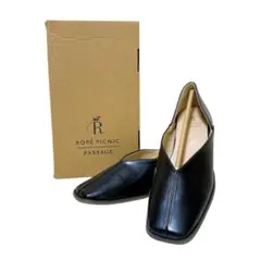 ロペピクニックパサージュ パンプス スクエアトゥ 甲深バブーシュ 25.0 黒