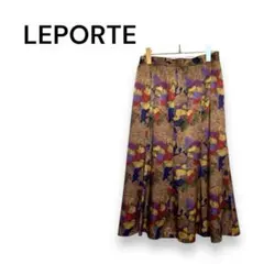 【レポルテ　東京スタイル】フレア　スカート　花柄　ヴィンテージ　ブラウン