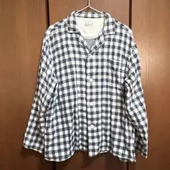 良品計画 脇に縫い目のない 二重ガーゼパジャマ ネイビーチェックMサイズ メンズ