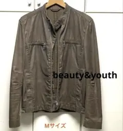 【ビューティ＆ユース】スタンドカラー ジャケット茶　ワックス加工　Y2K