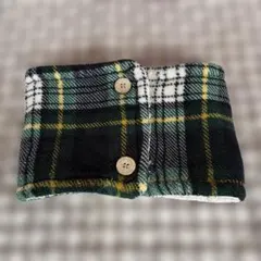 フリース ネックウォーマー 緑と黒のチェック