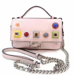 【美品】フェンディ ダブルマイクロバケット 2way レザー FF金具 ピンクのサムネイル
