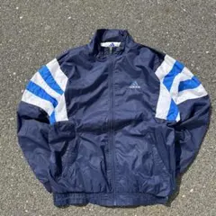 90s USA規格　アディダス　ナイロンジャケット　ネイビー　ジップ万国旗タグM