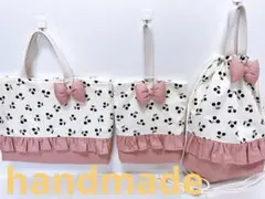 入園入学準備グッズ♡さくらんぼ✖️くすみピンク♡キルティング♡