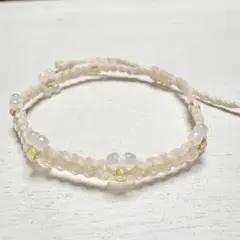 ビーズブレスレット アイボリー レディースブレスレット 韓国アクセサリー 花