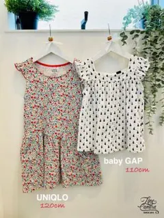【UNIQLO／babyGAP】ユニクロ リバティ花柄ワンピース／ギャップキャミ