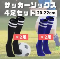 サッカーソックス　青＆黒4足セット　20~22cm