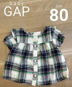 【 baby GAP 】キッズ トップス 半袖 ブラウス チェック柄 80