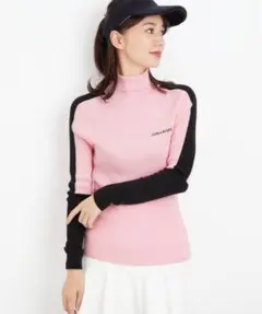 JUN&ROPE ニット バイカラーリブタートルネックプルオーバー　ピンク