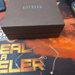 ESTELLE K10 ピンクゴールド 一粒石 ダイヤ　ネックレス　エステール