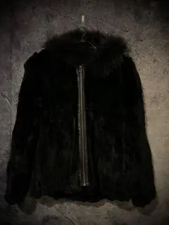 Y2K Black Fur hoodie archive punk grunge