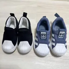 adidas アディダス　スーパースター　黒　ネイビー　13cm スリッポン
