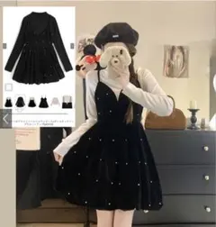 ビジューベロアキャミソールミニワンピース at2576]