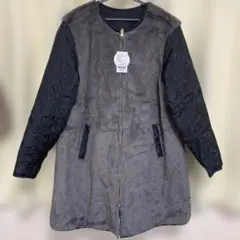 アースミュージックエコロジー　リバーシブルノーカラーコート　Ｌサイズ　ブラック