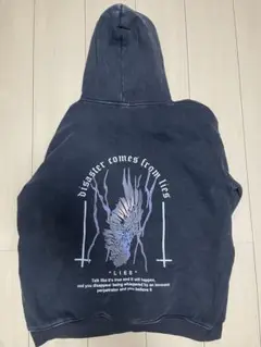 ダークグレー グラフィックパーカー