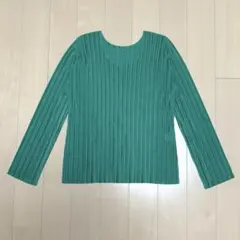 未使用イッセイミヤケPLEATS PLEASEVネック プリーツカットソー紺03