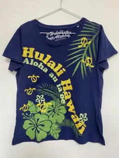 Hulali フラリ ハワイアン Tシャツ(ネイビー) L