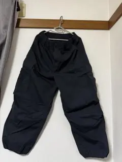 GUブラックカーゴパンツ ウエストゴム ポケット付き