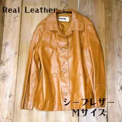 【シンプル】　リアルレザー　レザージャケット　シープレザー　Mサイズ　ブラウン