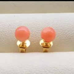 【希少石】珊瑚 ピアス コーラル ピンクゴールド色