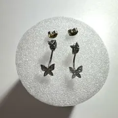 新品未使用 蝶々 ピアス レディース 韓国 蝶 シルバーアクセ 両耳 バタフライ