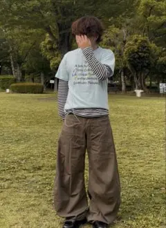 ワイドストレートパンツ ブラウン Lサイズのサムネイル