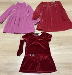 ベビー　ワンピース　3点セット　ピンク　赤