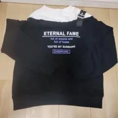 CHEER GIRLオフショルダー トレーナー 黒 ETERNAL FAME