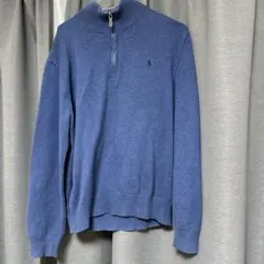 Polo Ralph Lauren 青 ジップアップ ニットセーター