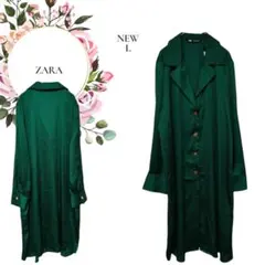 限定様【ザラ】ZARA♡新品未使用♡ロングシャツワンピース♡ボタングリーン♡L