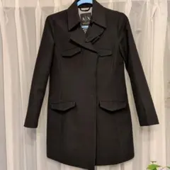 ブラック ダブルブレスト ロングコート