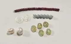 天然石 ビーズ セット ルビー パール ガーネット シェル ハンドメイド