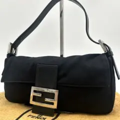 【美品】フェンディ マンマバケット ショルダーバッグ ジャージ ナイロン 黒