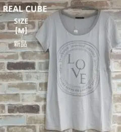 値下げ【REAL CUBE 】新品✨半袖 Tシャツ Mサイズ グレー パール装飾のサムネイル