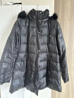 フードファー付きロングダウンジャケット 黒